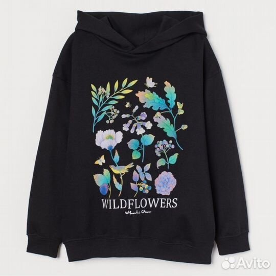 Черный худи для девочки h&m
