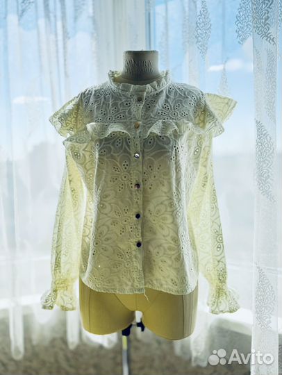 Белая блузка шитье прошва ришелье кружево