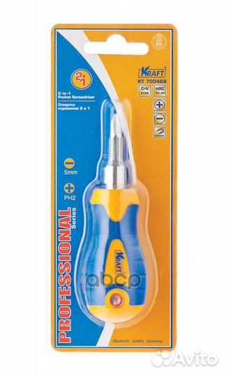 Отвертка карманная 2 в 1 6*38 kraft 21213103020