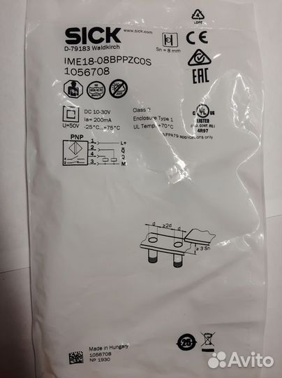 Датчик индуктивный Sick IME18-08bppzcos