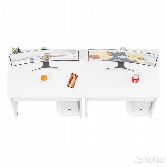 Два стола компьютерных Мебельный двор ск 11-1 белый шагрень, 149,2х50х75 см