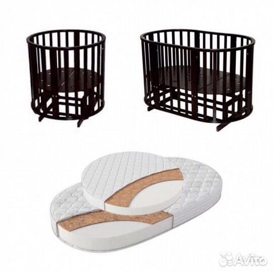 Овальная кровать и 2 матраса расцветки разные