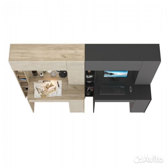 Два стола для домашнего офиса Mobi Комфорт 12.71 цвет кр.серый/ш.камень/антрацит/т-серый