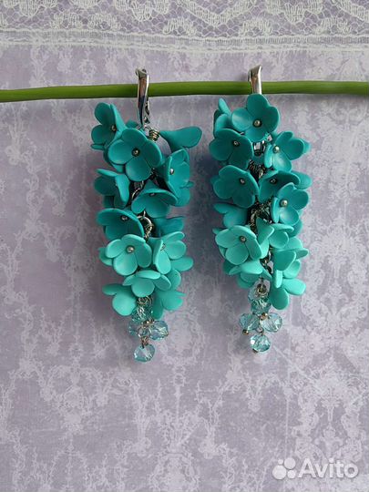 Серьги гроздья длинные