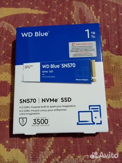 Новый ssd Wd blue sn570 1tb