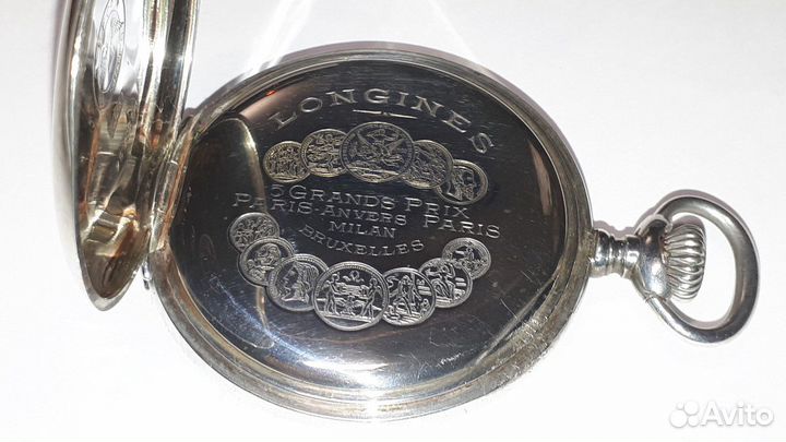 Часы карманные Longines, 5 Grands Prix. серебряные