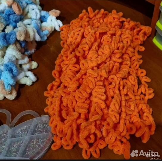 Пряжа для вязания Alize puffy + бисер