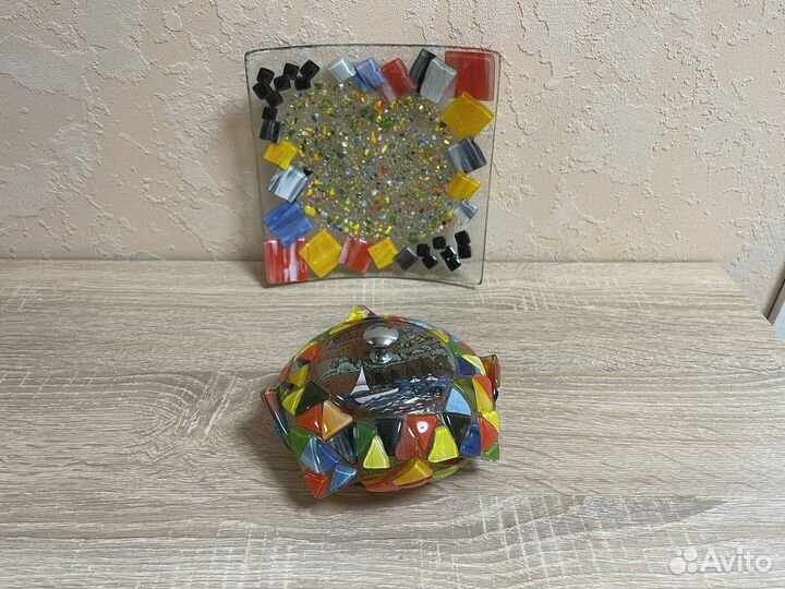 Тарелка ваза декоративная стеклянная Турция