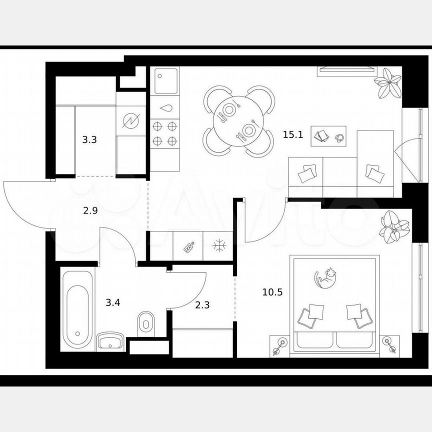 1-к. апартаменты, 40,3 м², 9/25 эт.