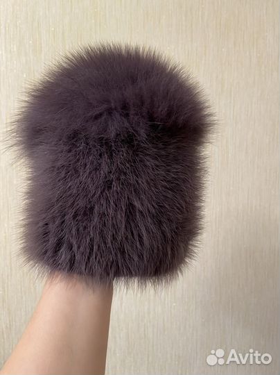 Шапка норковая вязаная