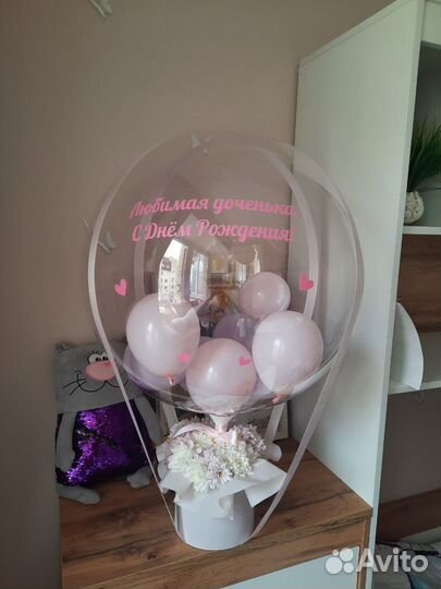 Шар баблс с хризантемами