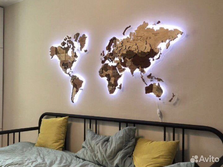 Карта мира из дерева, панноч