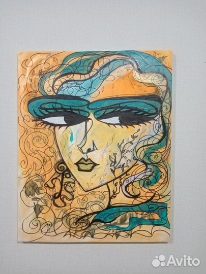 Картина абстракция девушка