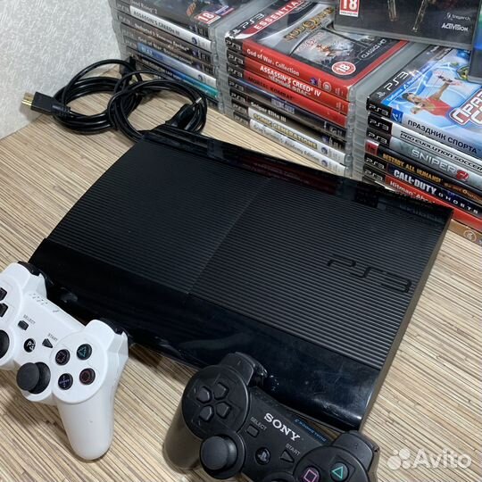 PlayStation 3 Super Slim 500Gb + 55Игр + 2Геймпада