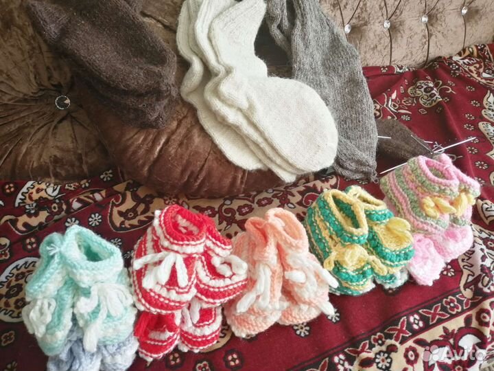 Носки ручной вязки шерстяные