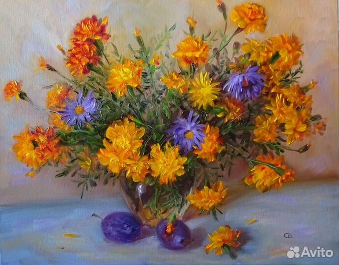 Авторские натюрморты маслом с цветами