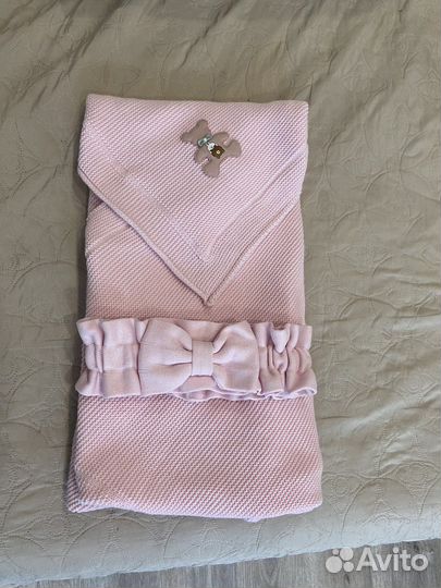 Плед вязаный с бантом (на выписку)