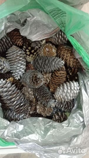 Шишки, ленты, украшения для новогодних композиций