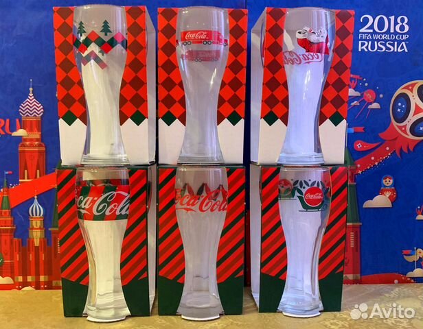 Набор 6 новогодних стаканов Кока-кола