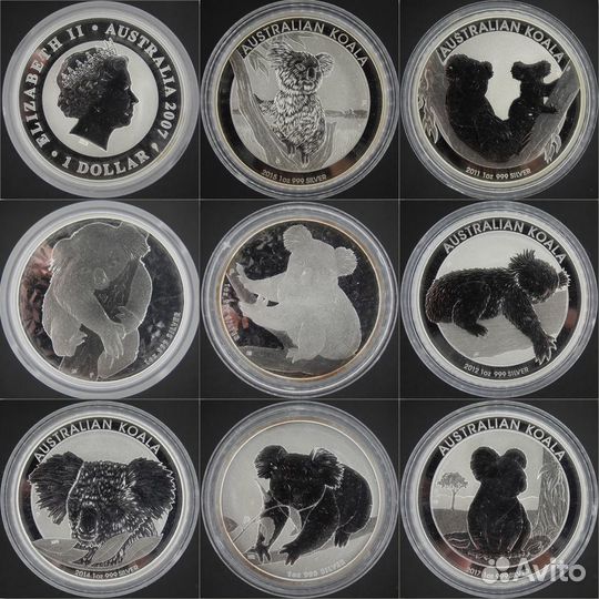 Австралия Коала 2007-2020 гг. 1х1 oz Серебро 999