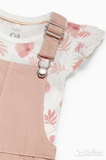 Джинсовый комбинезон с футболкой для девочки 92