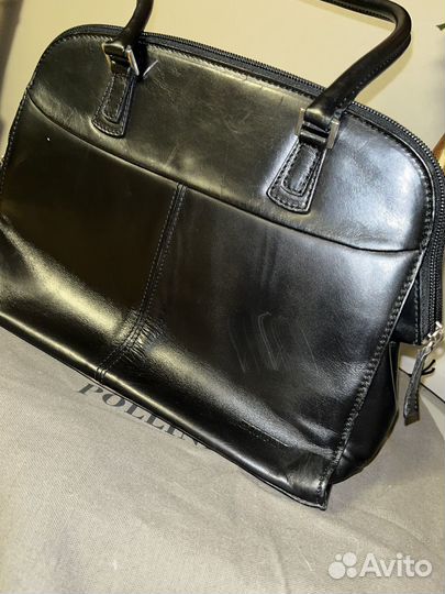 Сумка из натуральной кожи Pollini женская, черная