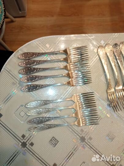 Мельхиоровые посеребрённые столовые приборы