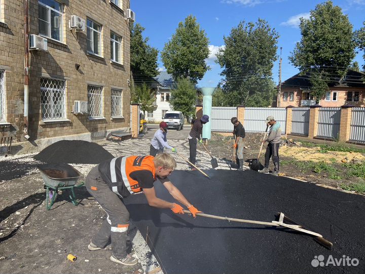 Благоустройство участка, асфальт, плитка