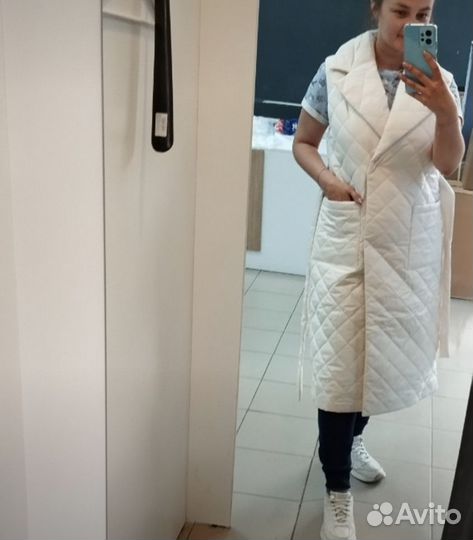 Жилет женский длинный, утепленный