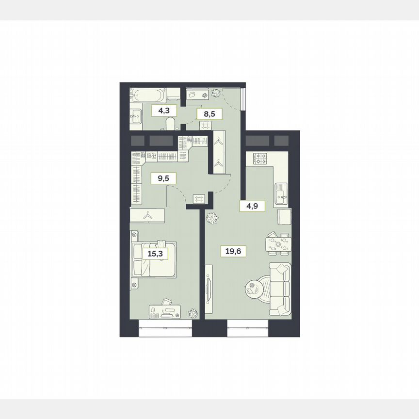 2-к. квартира, 62,7 м², 21/27 эт.