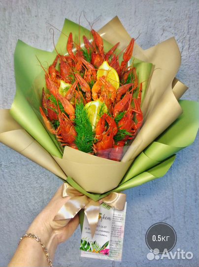 Букеты из раков и морепродуктов