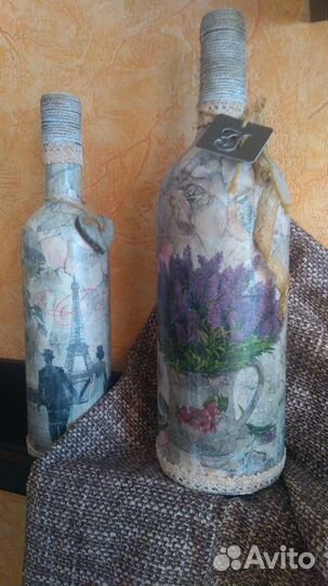 Бутылки декоративные. Ручная работа