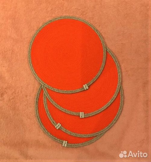 Набор сервировочных салфеток оранжевые 30 см, 4 шт