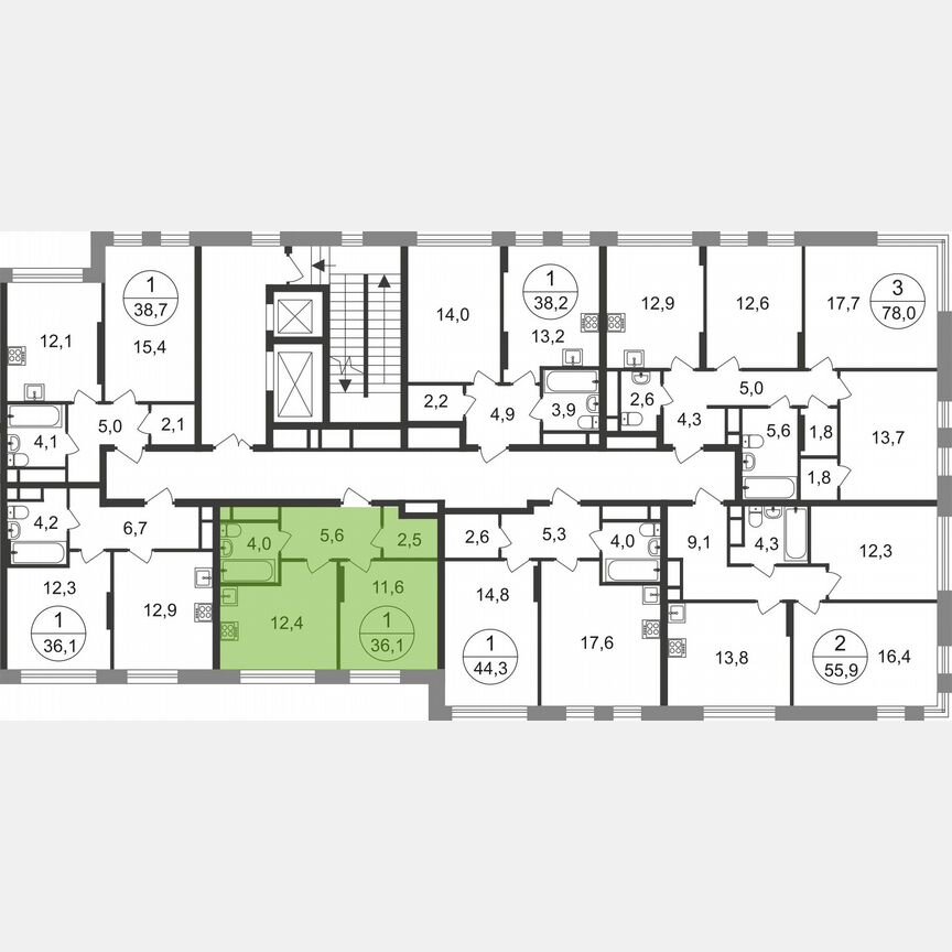 1-к. квартира, 36,1 м², 3/17 эт.