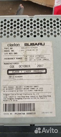 Штатная магнитола на subaru