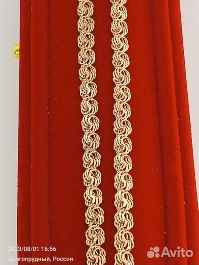 Новая цепь из золота 585 пробы Роза 50 см