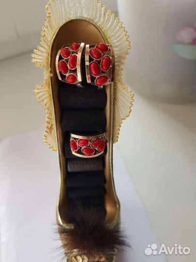 Набор серебро с элементами золота