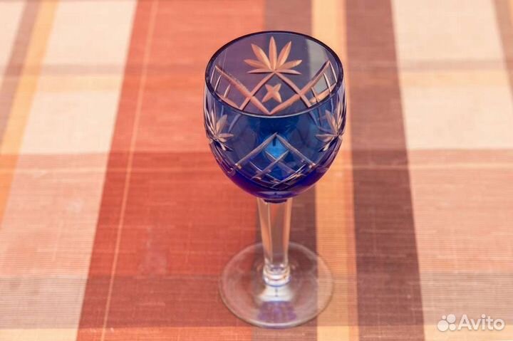 Рюмка синий хрусталь 50гр СССР редкая
