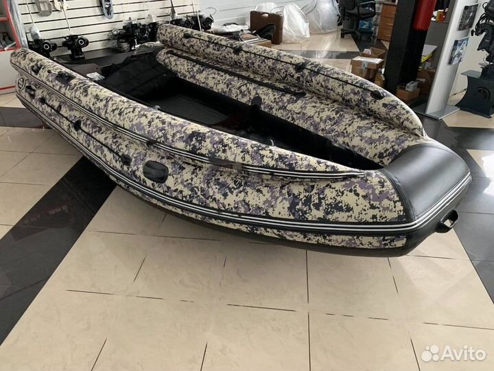 Лодка пвх allaska-390 drive LUX камуфляж (серый)