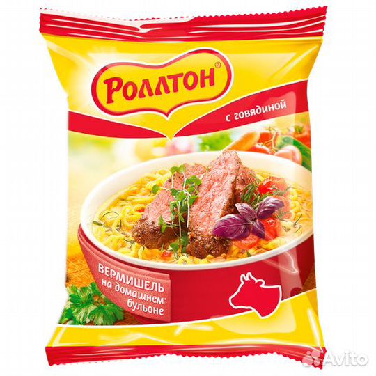 Вермишель Роллтон на домашнем бульоне Говядина 60г