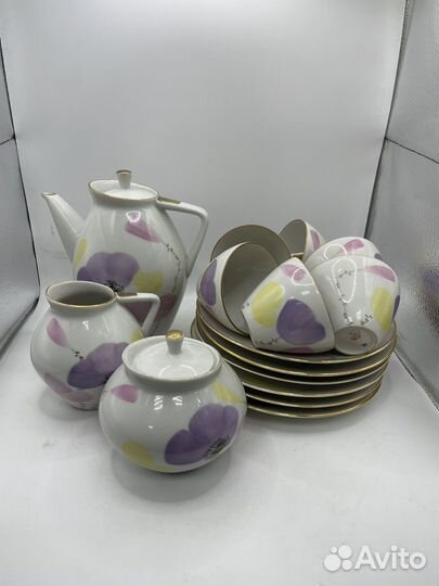 Фарфоровый чайный сервиз маки лфз (сзр)