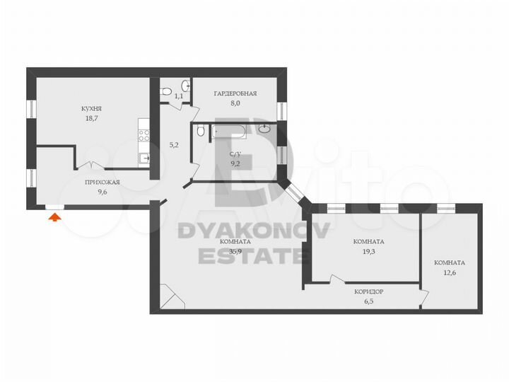 3-к. квартира, 126,1 м², 5/5 эт.