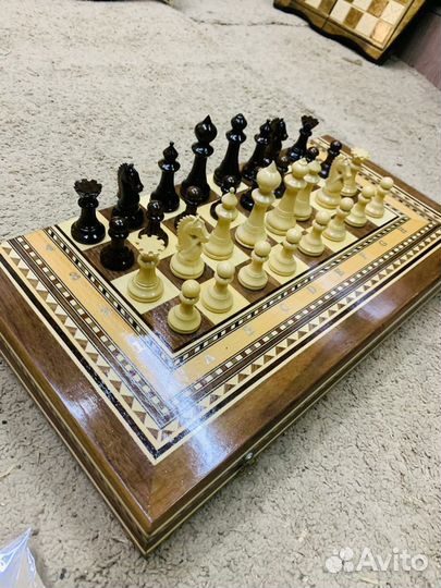 Шахматы нарды шашки 3 в 1 ручной работы
