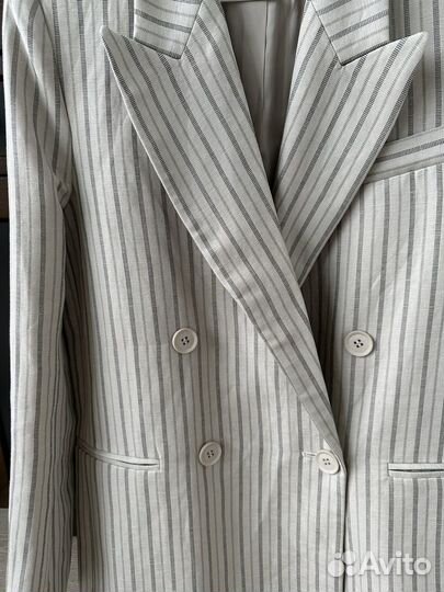 Льняной двубортный пиджак Lime XS