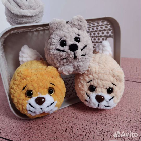 Кот вязанная игрушка ручной работы Амигуруми