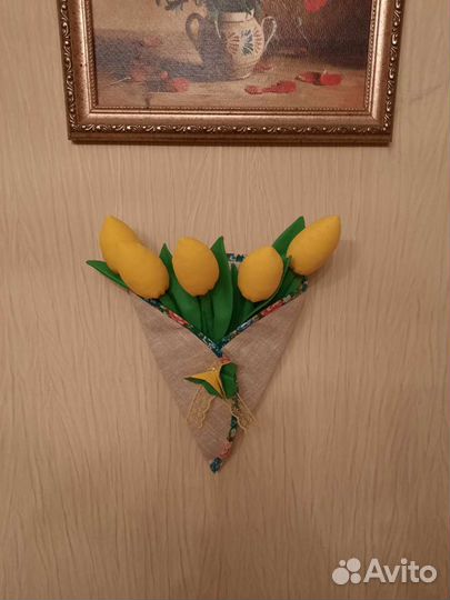 Букет в конверте.Текстильный.Тюльпаны Тильда