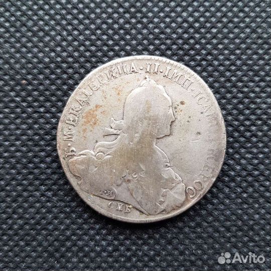 Серебряная деньга 1рубль 1774 года