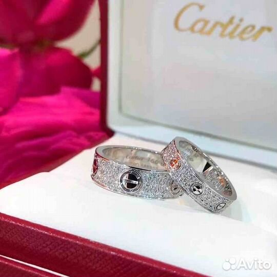 Кольцо Cartier Love, белое золото 0,7ct