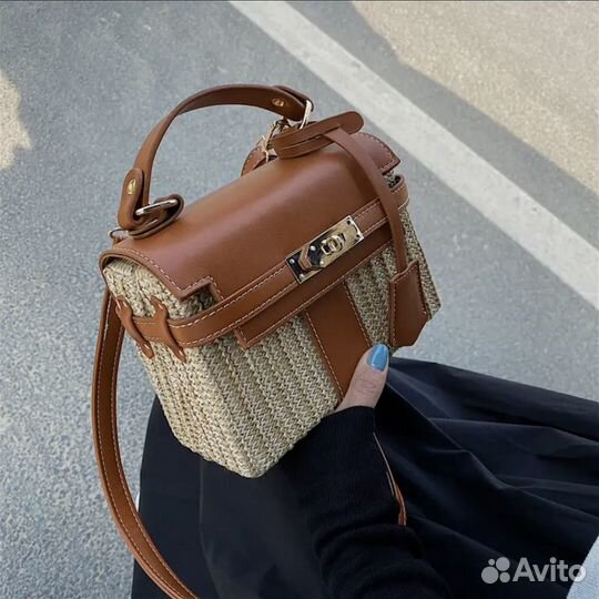 Сумка женская через плечо клатч плетеная