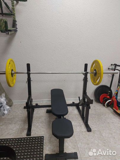 Скамья + Стойки штанга евроклассика